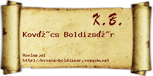 Kovács Boldizsár névjegykártya